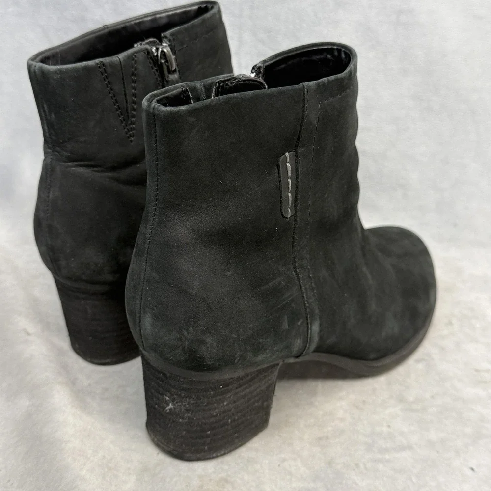 Rockport Boots Womens Size 10 Black Leather Ankle‎ Zip Block Heel CG4150